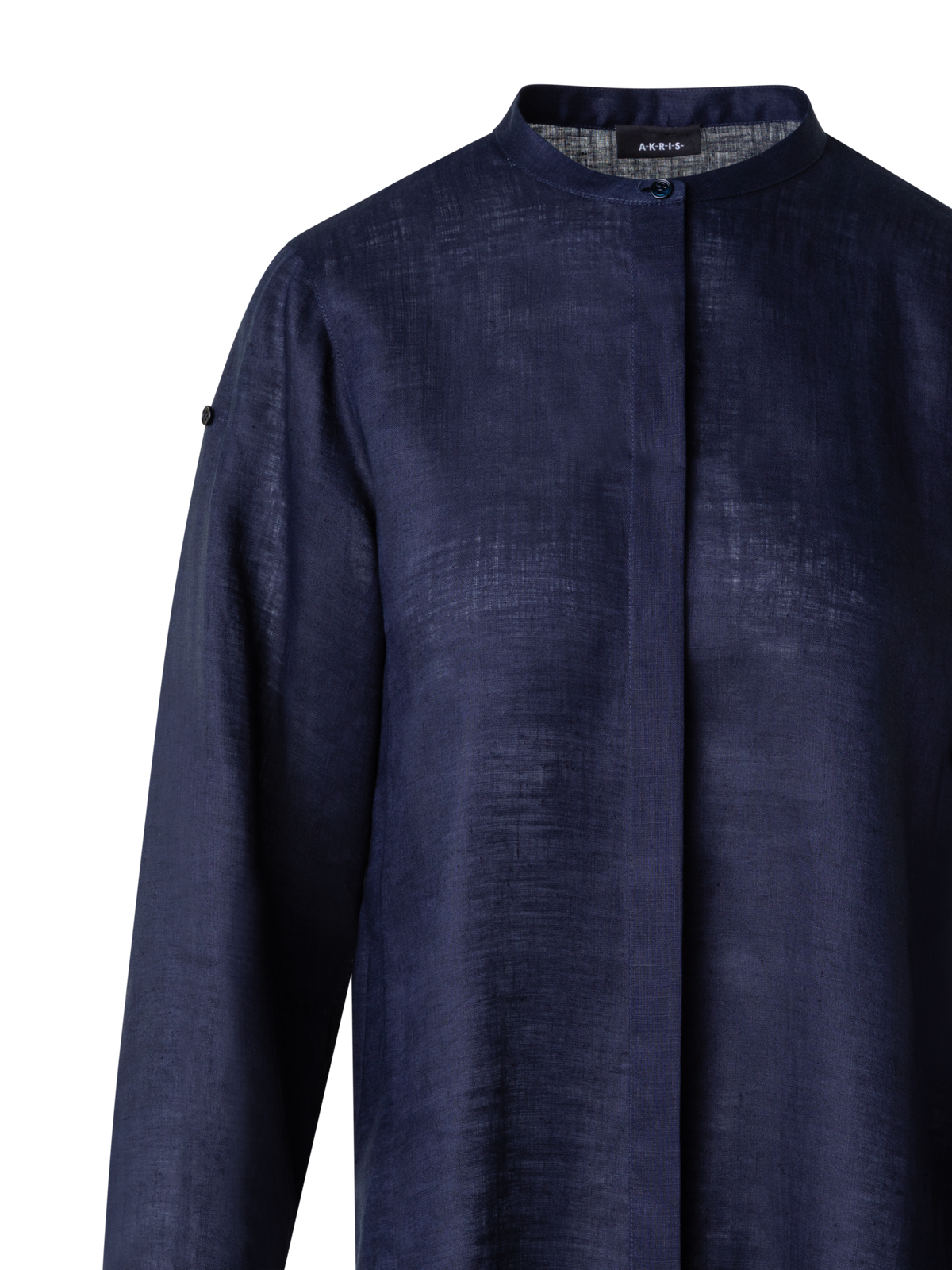 Designer Oversize Tunika-Bluse aus Leinen - Dunkelblau - Blau