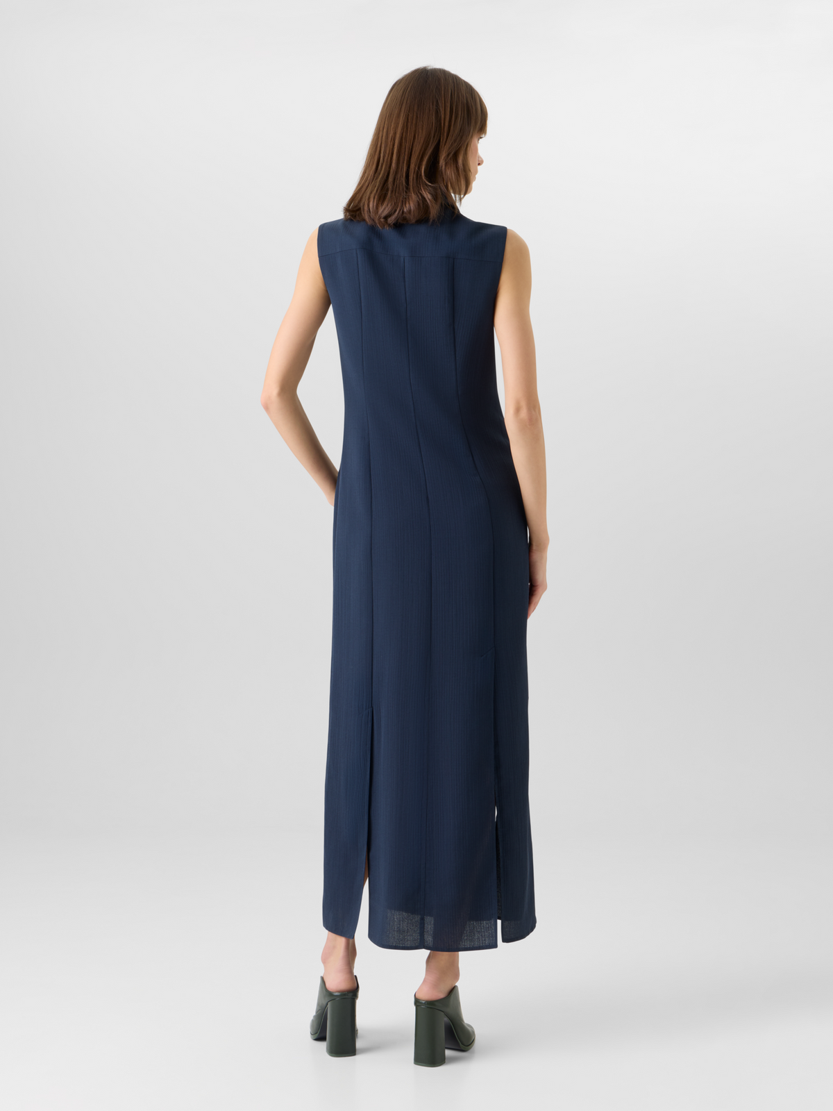 Designer Ärmelloses Midi-Hemdblusenkleid - Blau #editorial
