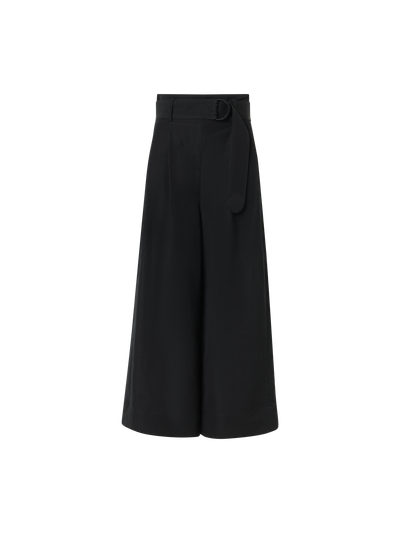 Designer Fiorella plissierte Culotte aus Leinen-Viskose - Schwarz