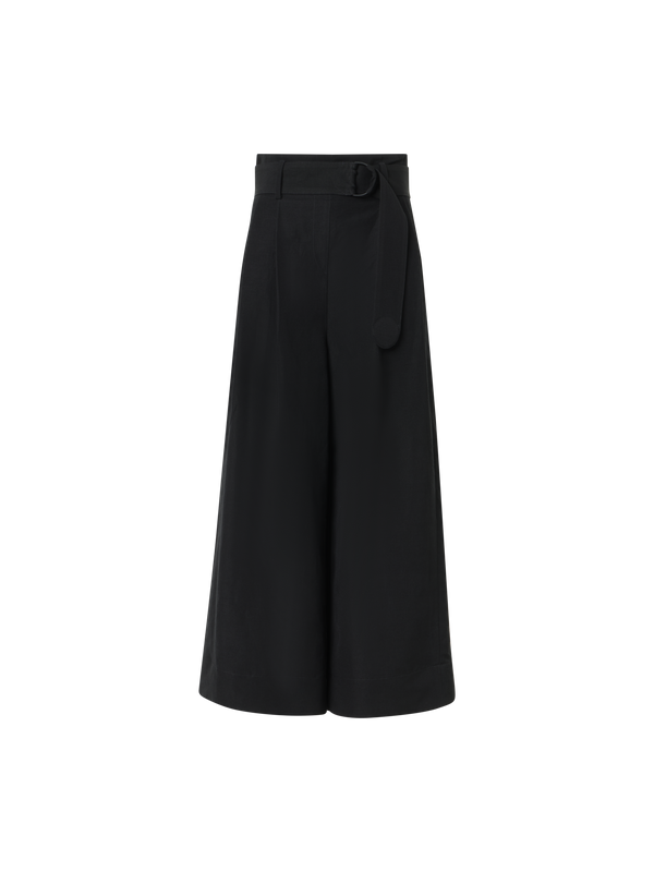 Designer Fiorella plissierte Culotte aus Leinen-Viskose - Schwarz