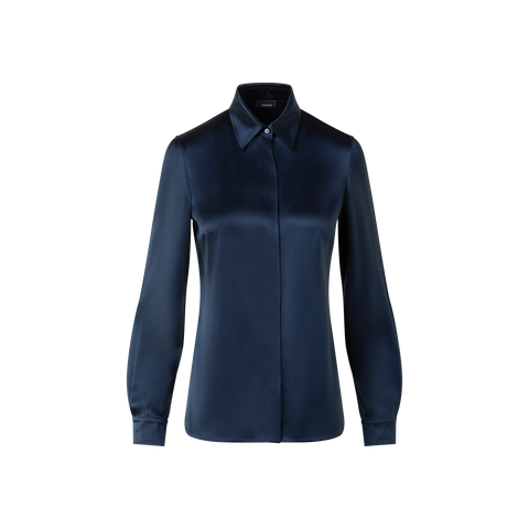 Stretch Silk Satin Shirt Blouse