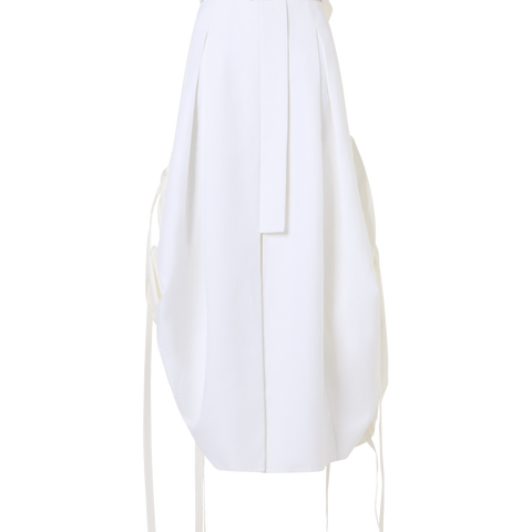 Cotton Midi Skirt with Drawstrings