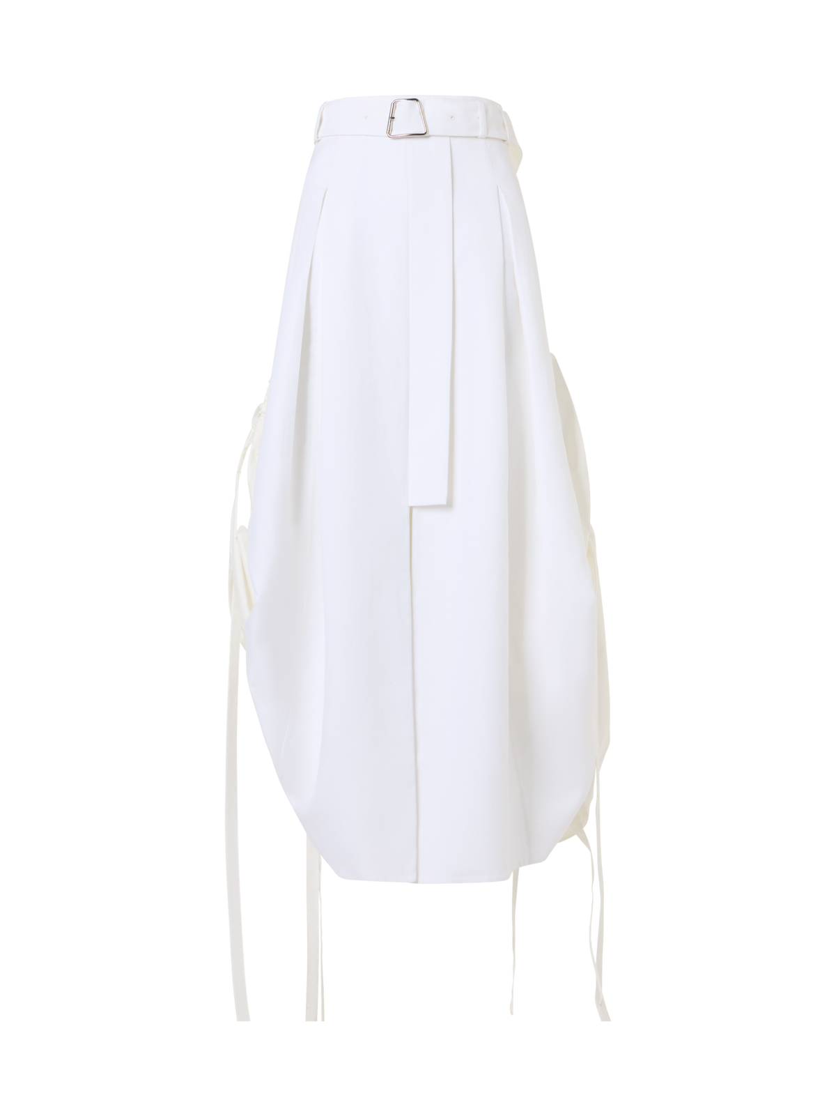 Designer Midirock aus Baumwolle mit Kordelzug - Ecru
