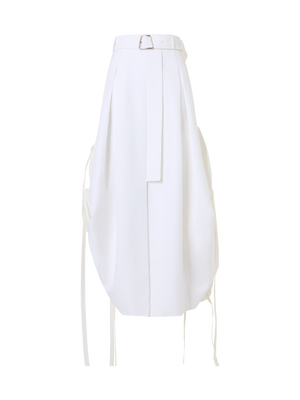 Designer Midirock aus Baumwolle mit Kordelzug - Ecru