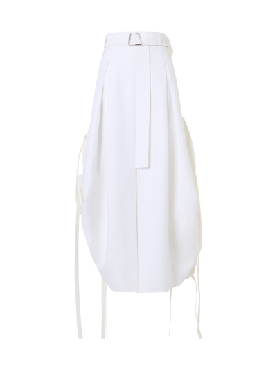 Designer Midirock aus Baumwolle mit Kordelzug - Ecru