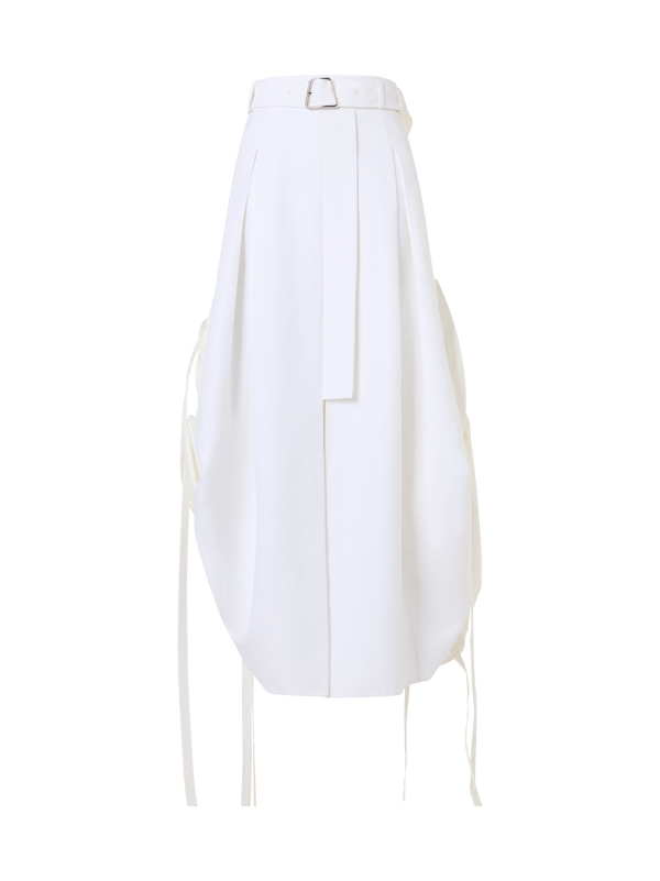 Designer Midirock aus Baumwolle mit Kordelzug - Ecru