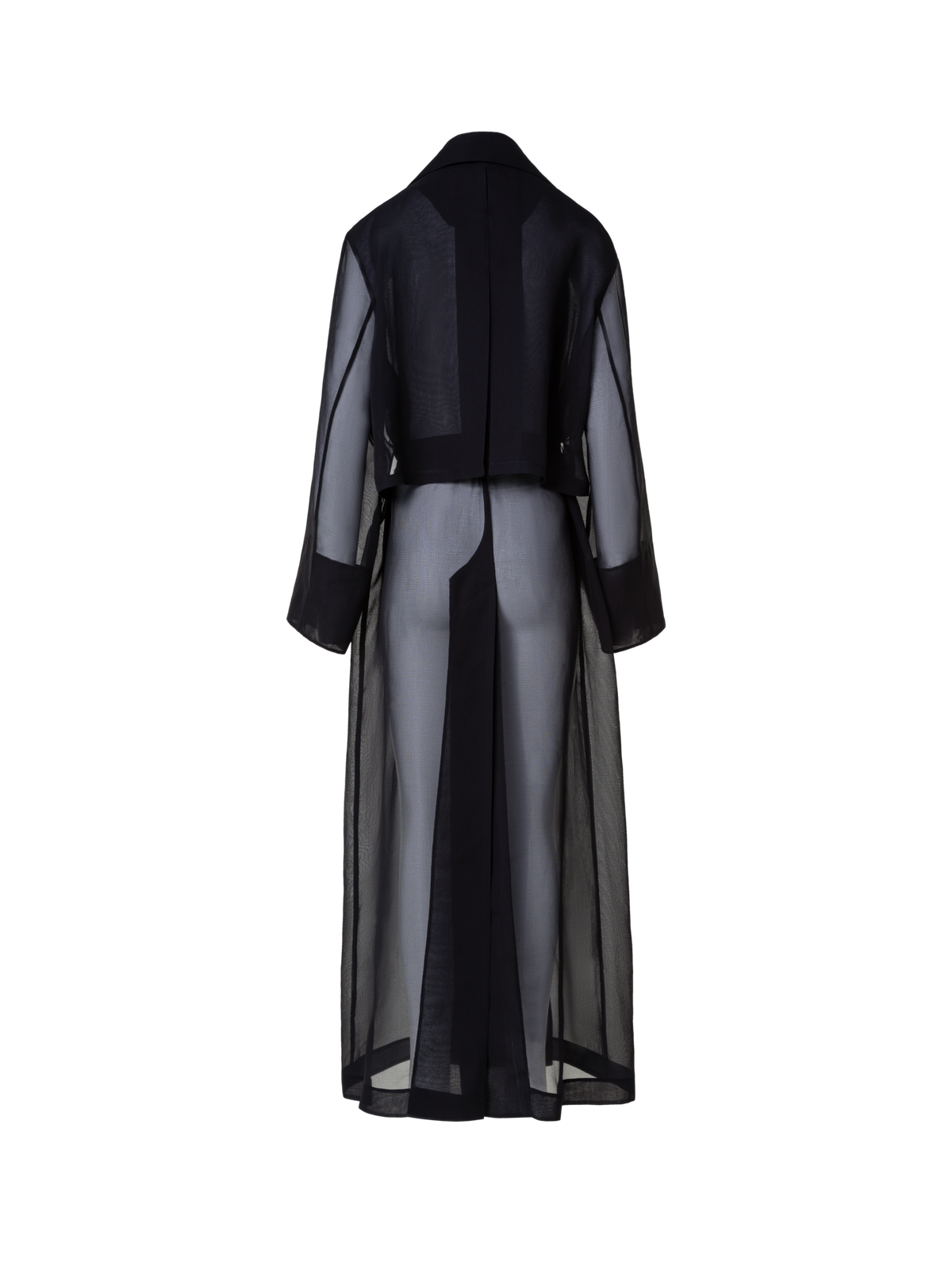 Designer Langer Trenchcoat aus Seide - Schwarz