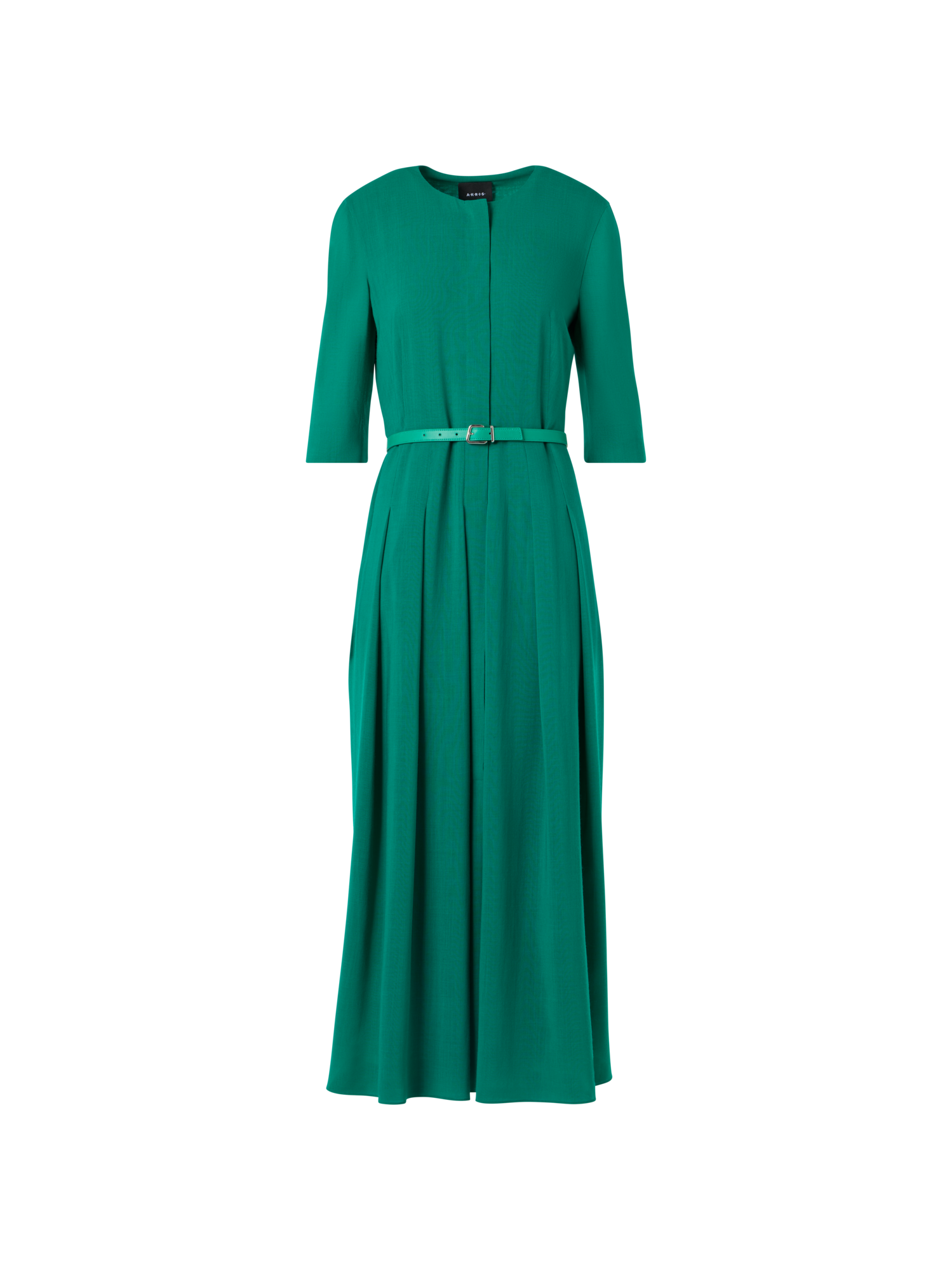 Designer Langärmeliges Midikleid aus Shelly-Wolle - Grün