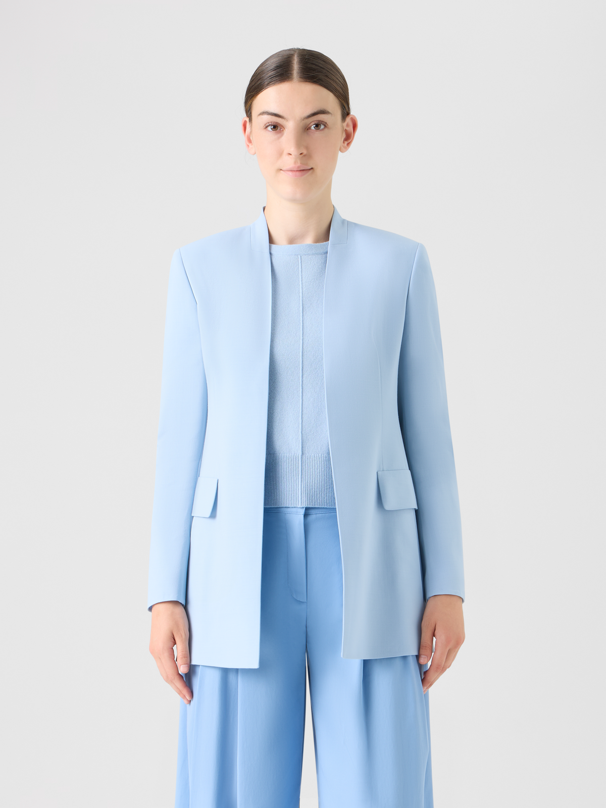 Designer Alvar Jacke im Cardigan-Stil aus Woll-Doubleface - Blau #editorial