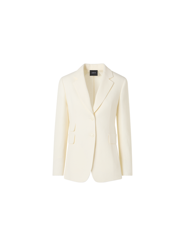 Designer Arie Jacke aus Leinen-Woll-Doubleface - Ecru