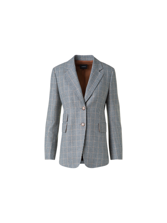 Designer Langer Prince of Wales Blazer aus Kaschmir - Schwarz - Bunt