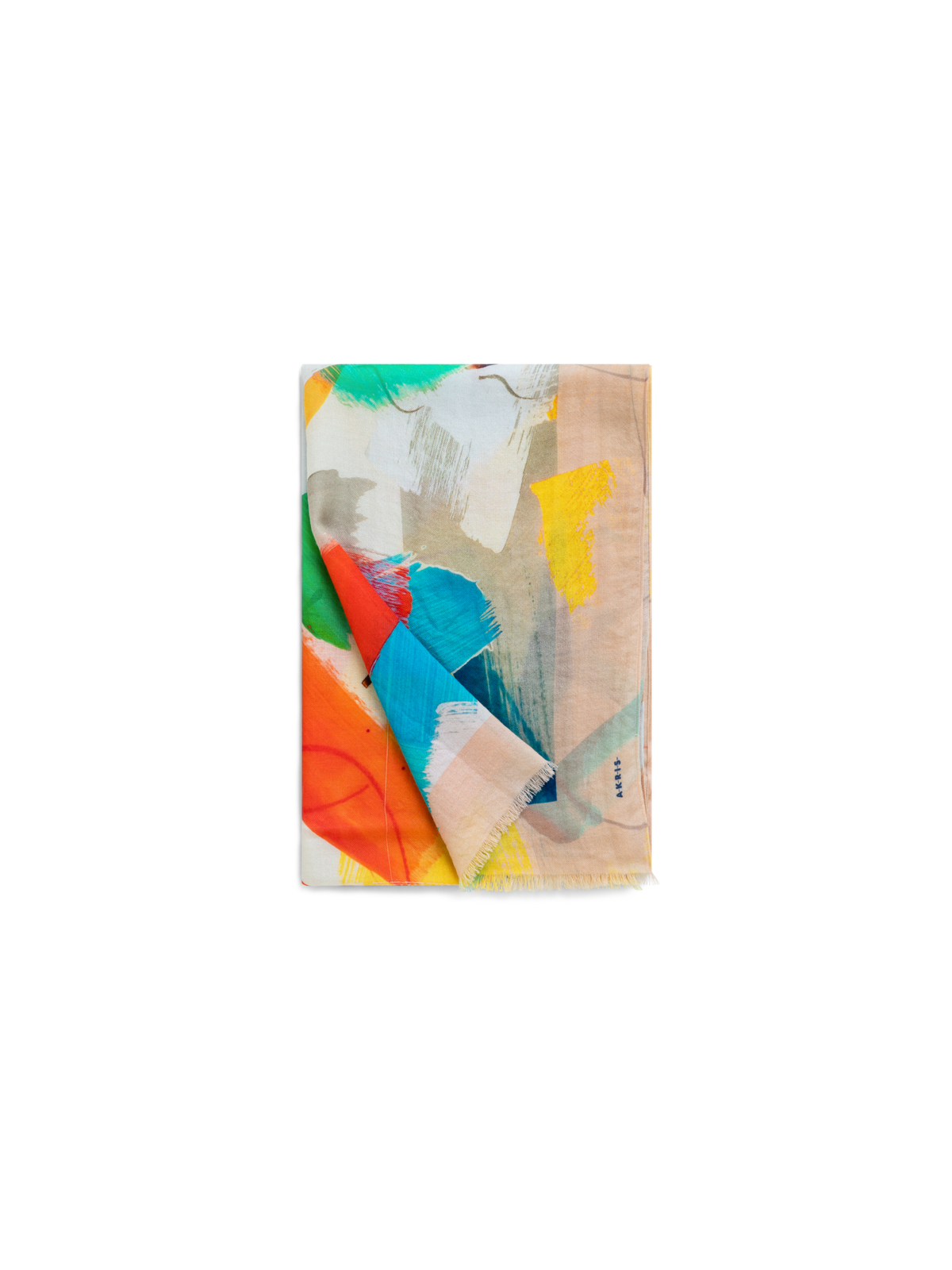 Designer Kaschmirseidenschal mit Stroke on Paper Druck - Bunt