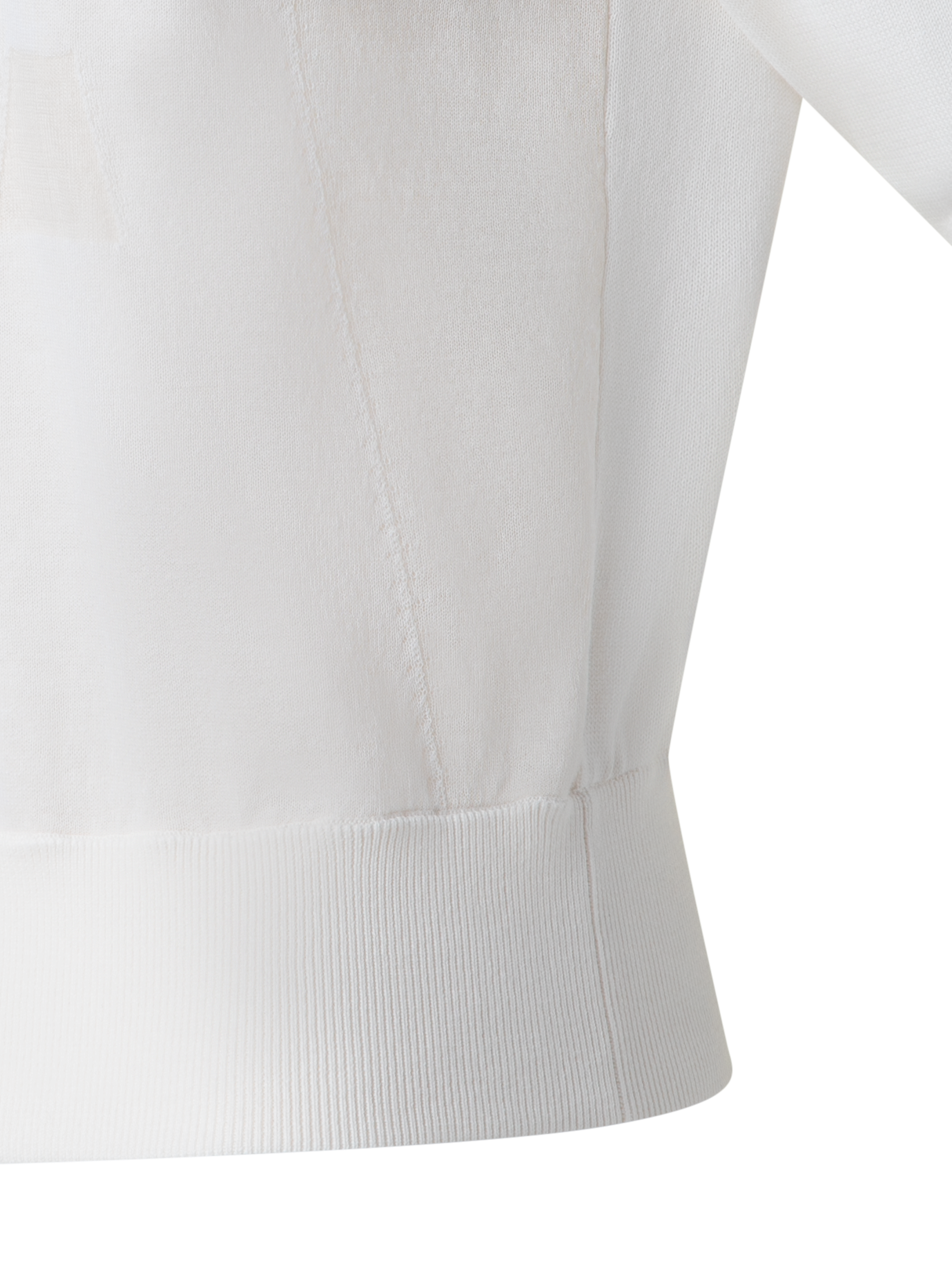 Designer Baumwoll-Kurzarmpullover mit Trapez-Jacquard - Ecru - Weiss