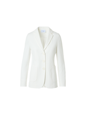 Designer Lässige Jacke aus Baumwoll-Stretch-Seersucker - Weiss