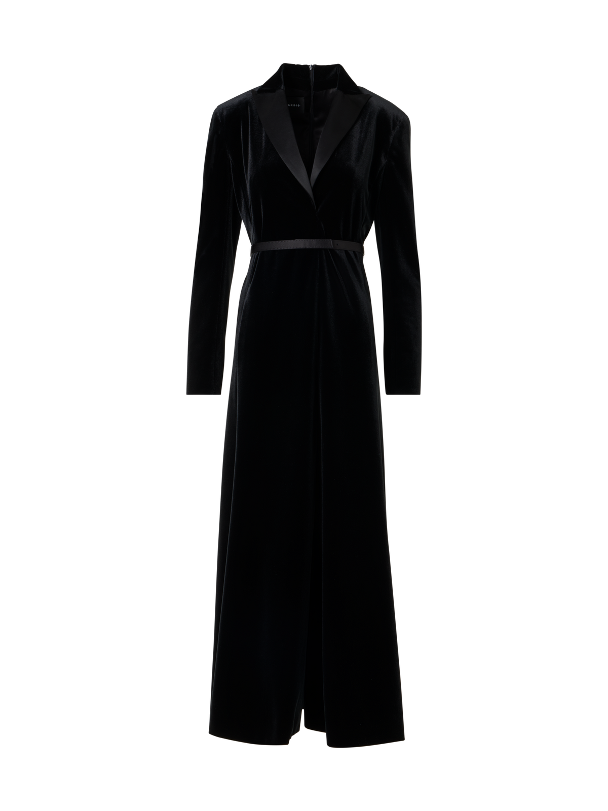 Designer Midikleid aus Samt mit Satin-Revers - Schwarz