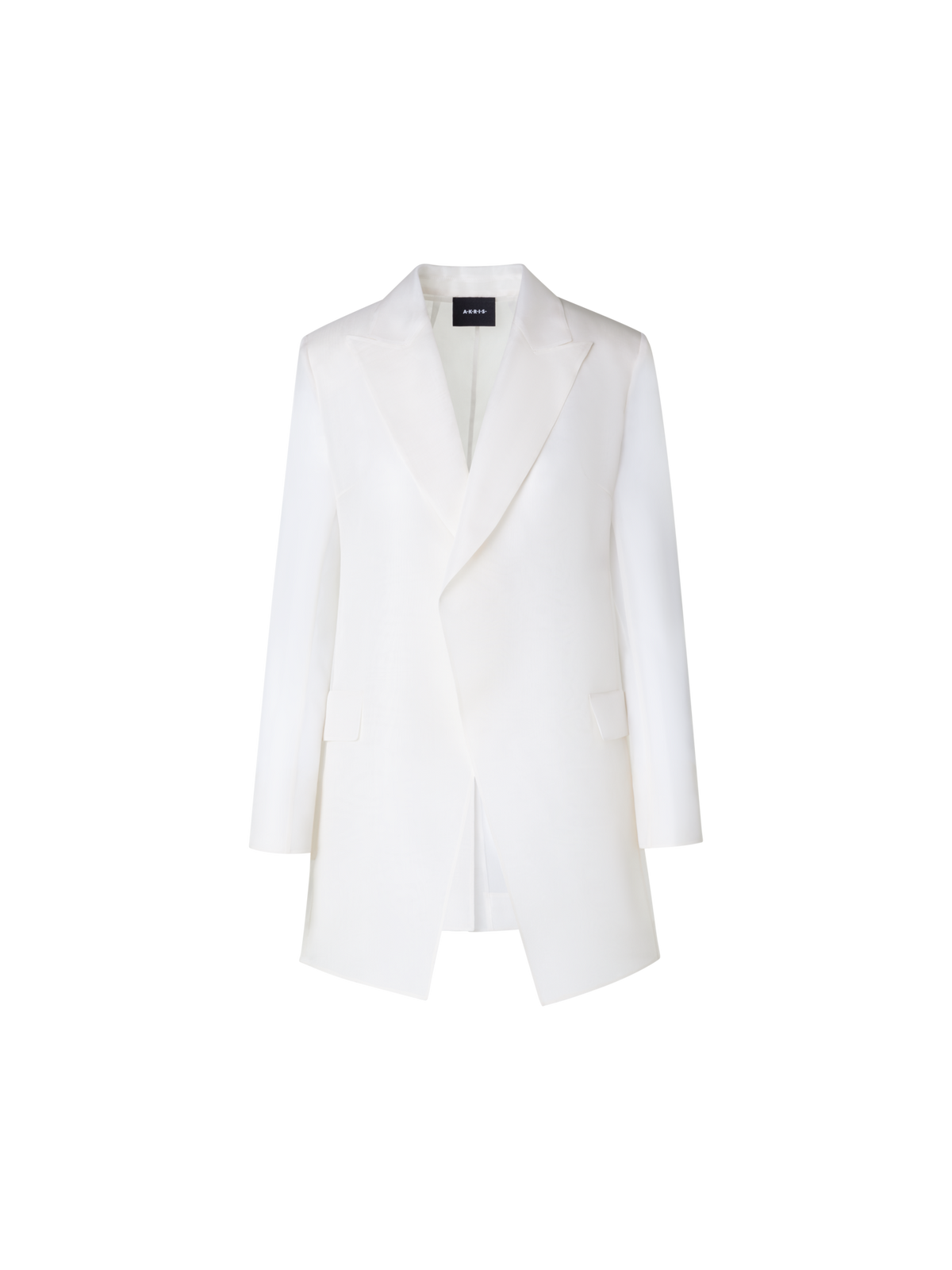 Designer Lange Seidenjacke mit halbdurchsichtigen Ärmeln - Ecru