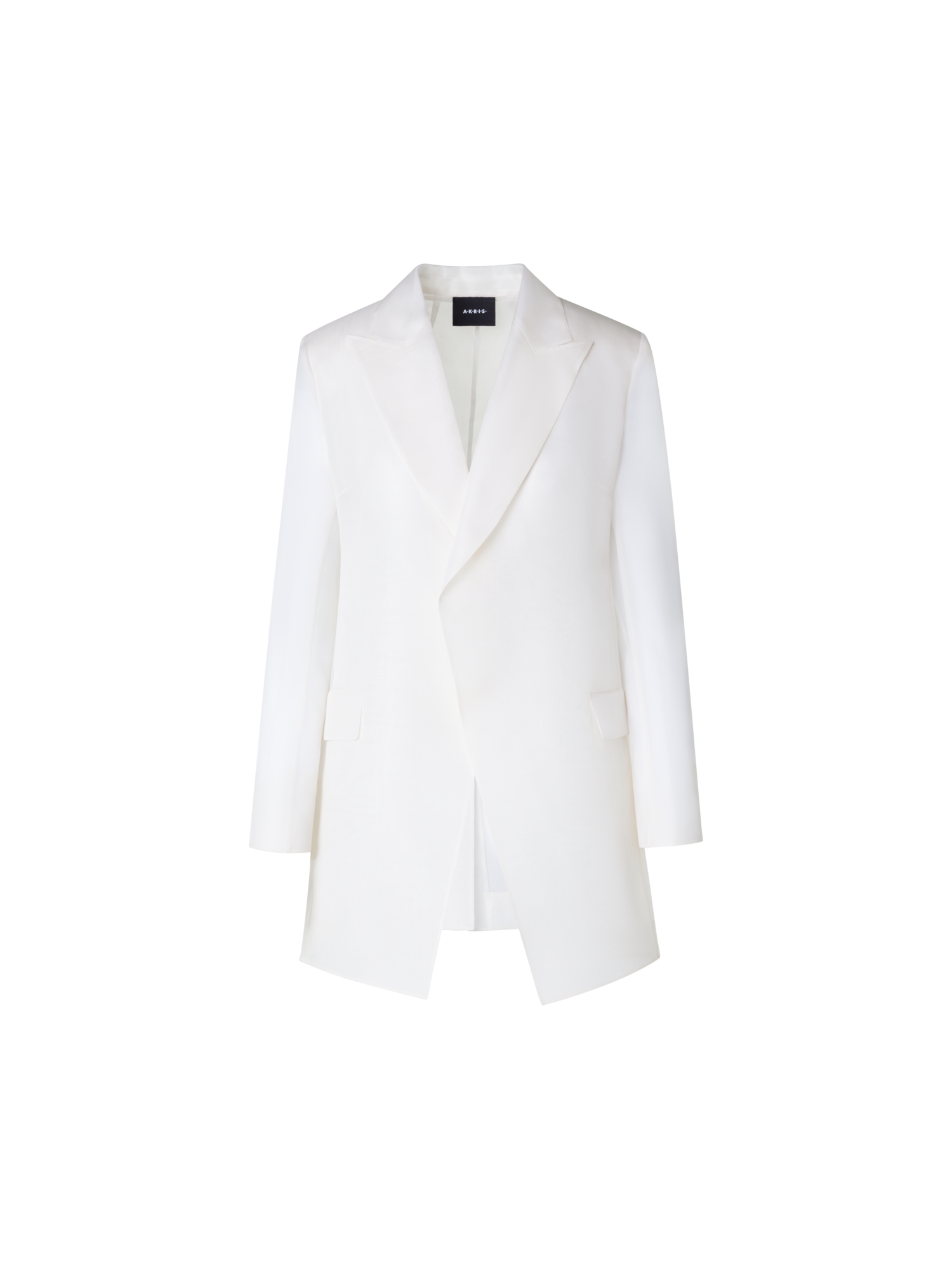 Designer Lange Seidenjacke mit halbdurchsichtigen Ärmeln - Ecru