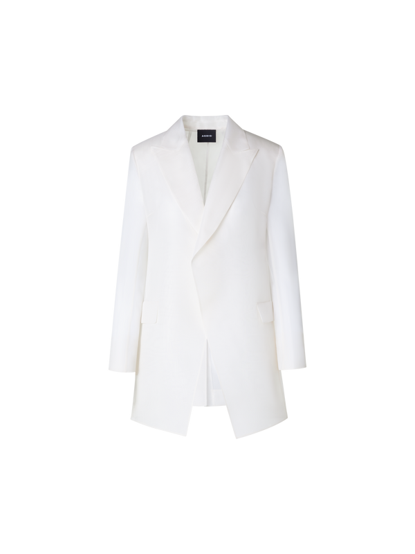 Designer Lange Seidenjacke mit halbdurchsichtigen Ärmeln - Ecru