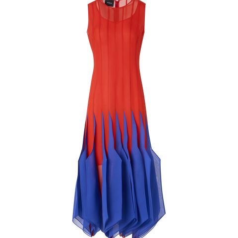Silk Midi Dress with High Plains Insets
