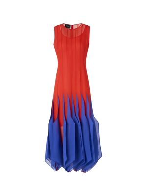Designer Midikleid aus Seide mit High-Plains-Einsätzen - Bunt - Rot