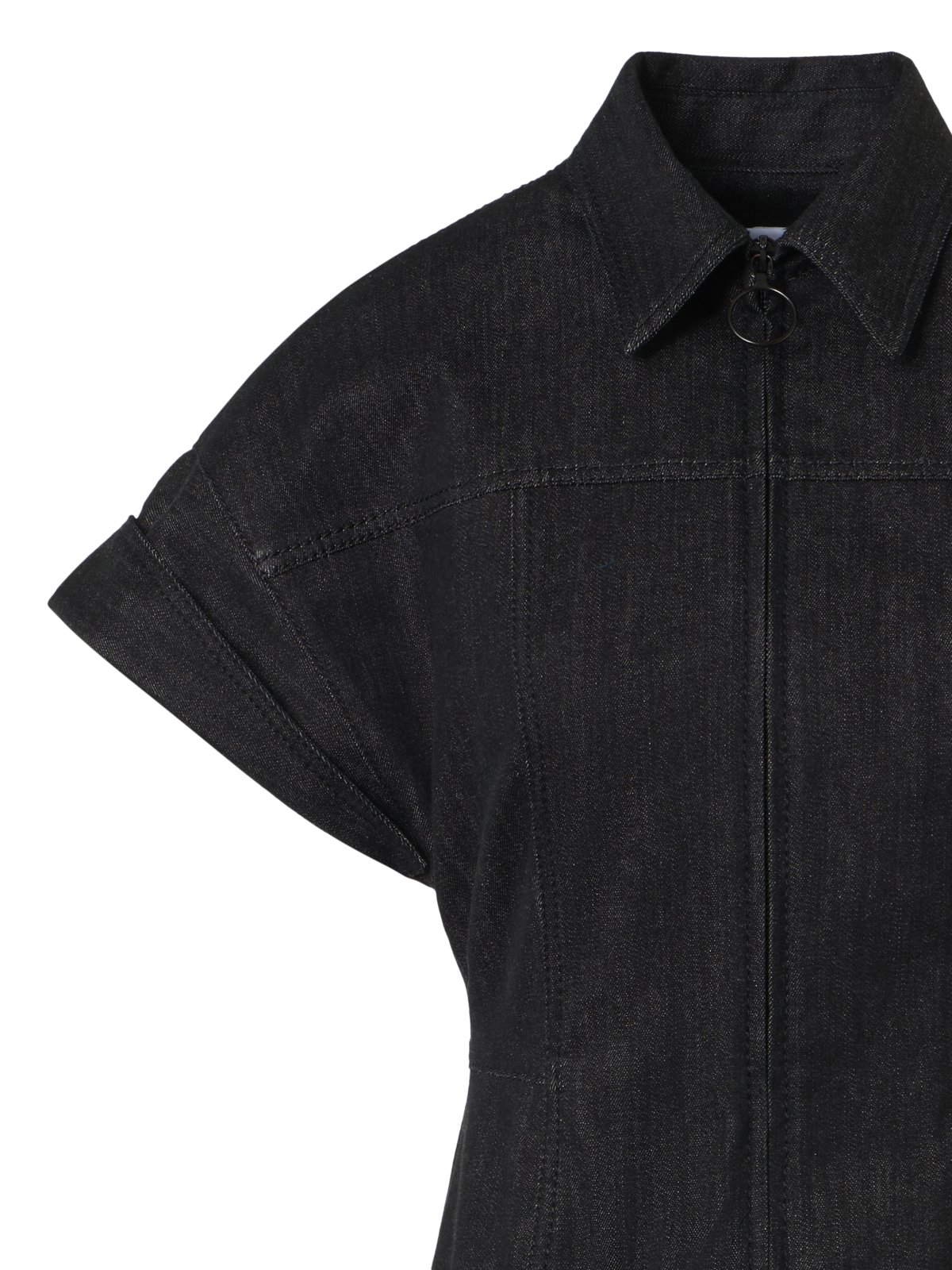 Designer Tailliertes Kleid aus Baumwoll-Stretch-Denim - Schwarz