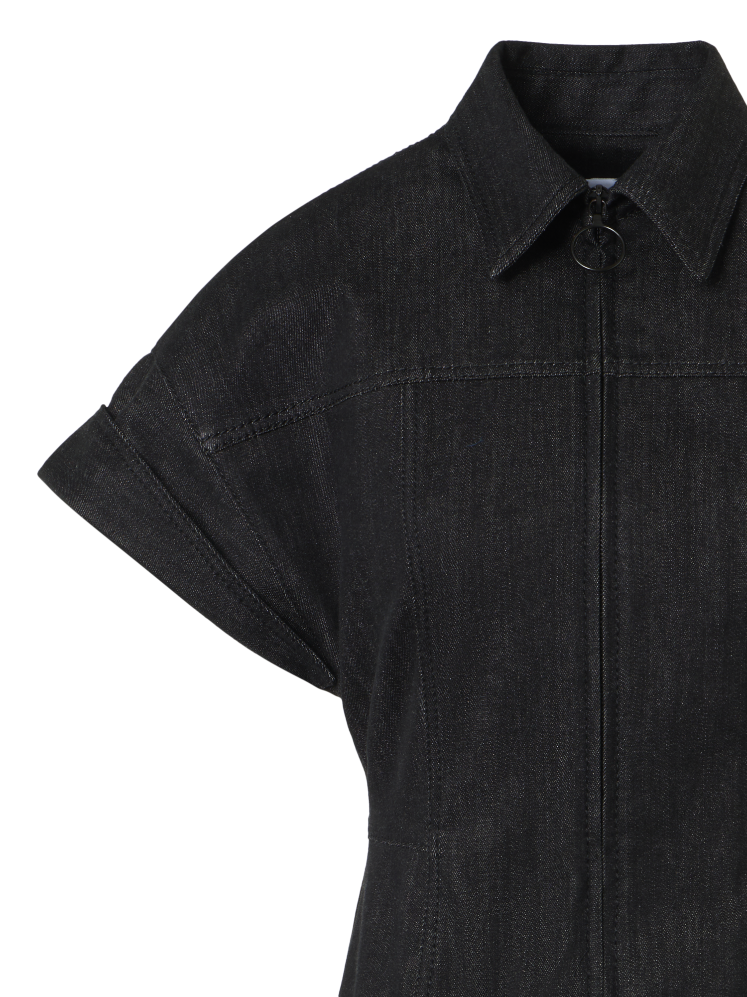 Designer Tailliertes Kleid aus Baumwoll-Stretch-Denim - Schwarz