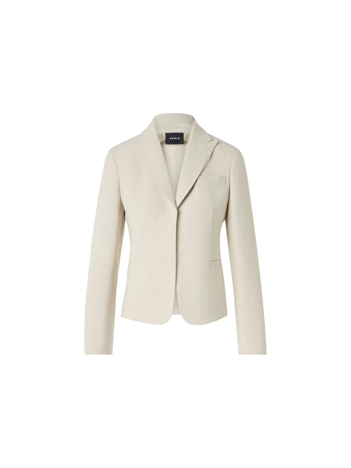 Designer Deneuve kurze taillierte Jacke aus Leinen-Woll-Doubleface - Beige