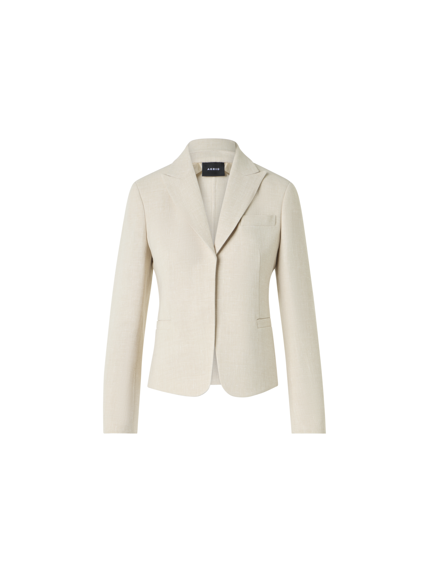 Designer Deneuve kurze taillierte Jacke aus Leinen-Woll-Doubleface - Beige