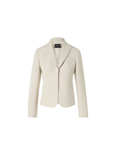Designer Deneuve kurze taillierte Jacke aus Leinen-Woll-Doubleface - Beige