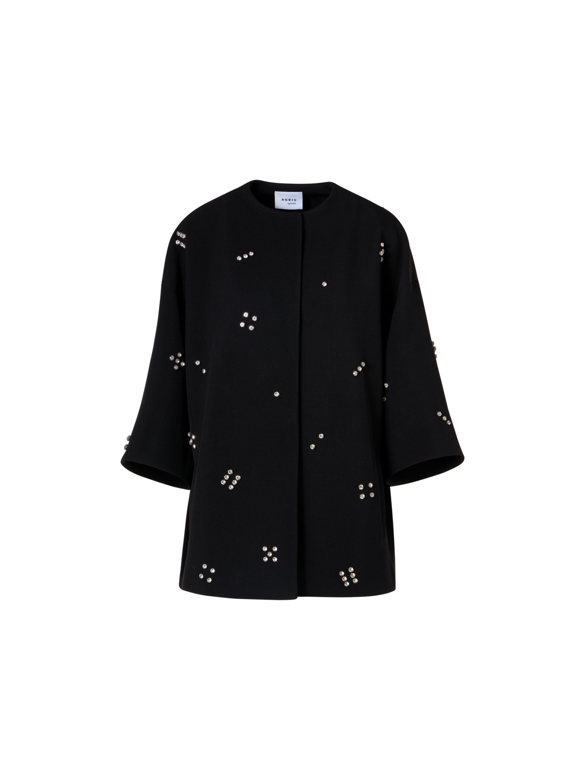 Designer Car Coat mit Diamond Dice Dot Verzierung - Schwarz