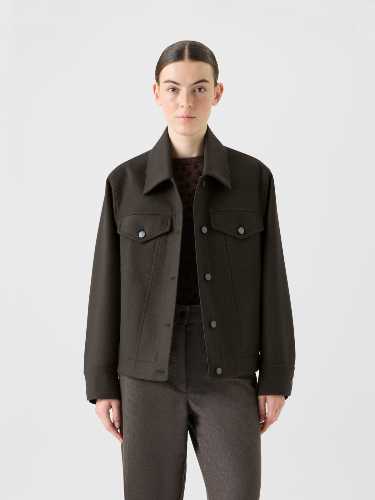 Designer Oversized Wollflanell Hemdkragen Jacke - Braun #editorial