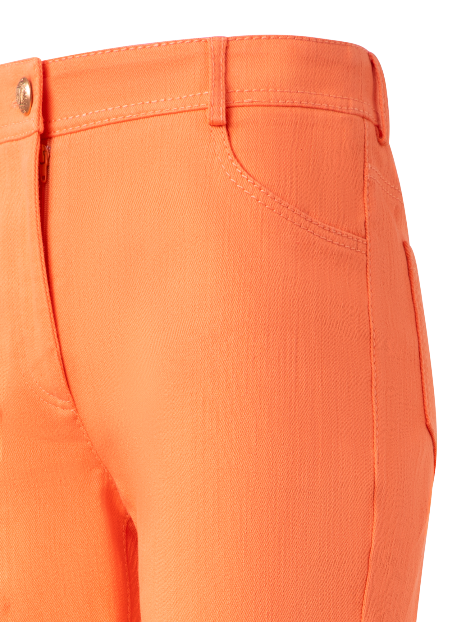 Designer Cropped Schlaghose aus Baumwoll-Denim-Stretch - Orange