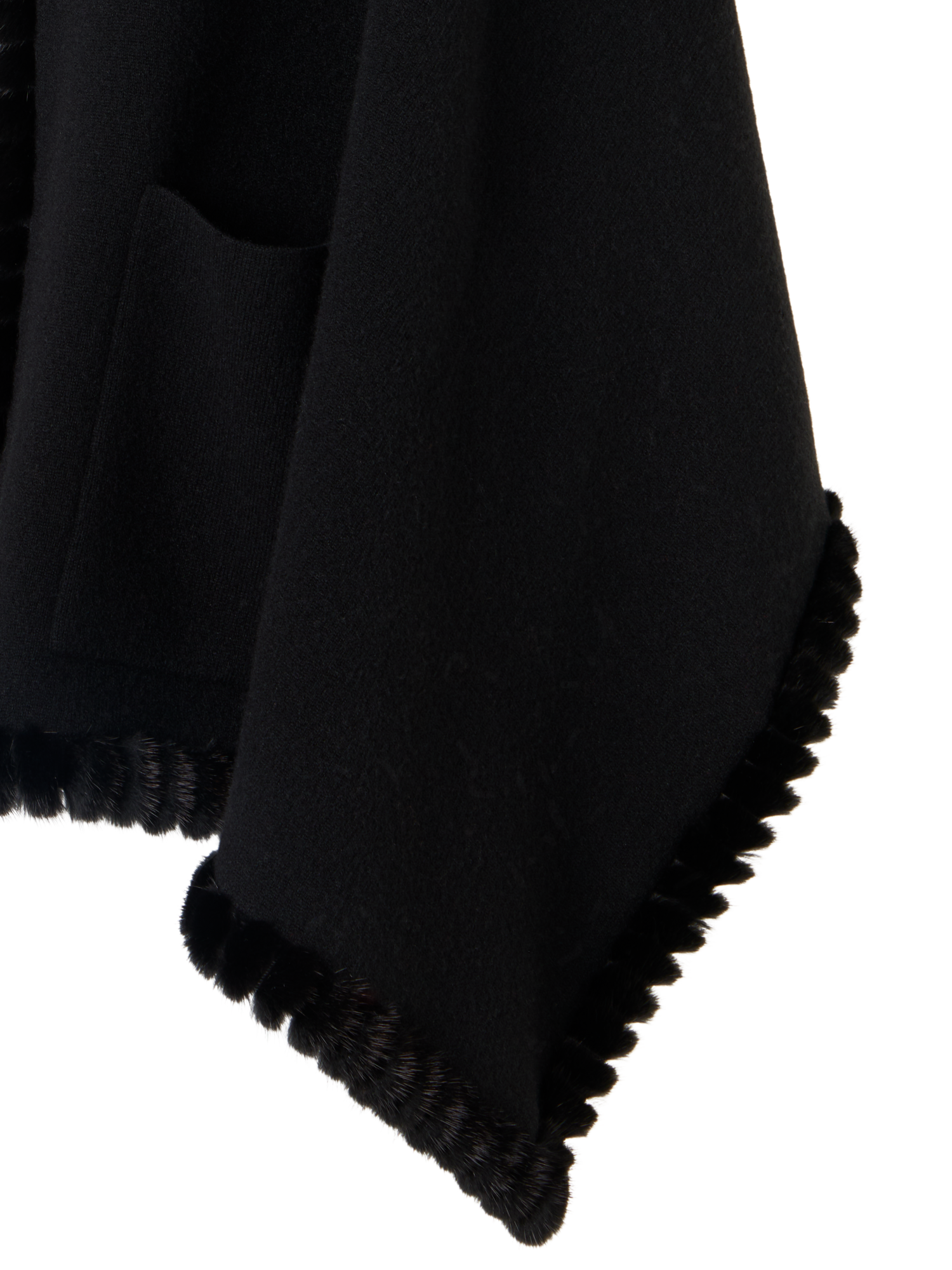 Designer Wendbares Kaschmir-Cape mit Kapuze und Nerzbesatz - Grau - Schwarz