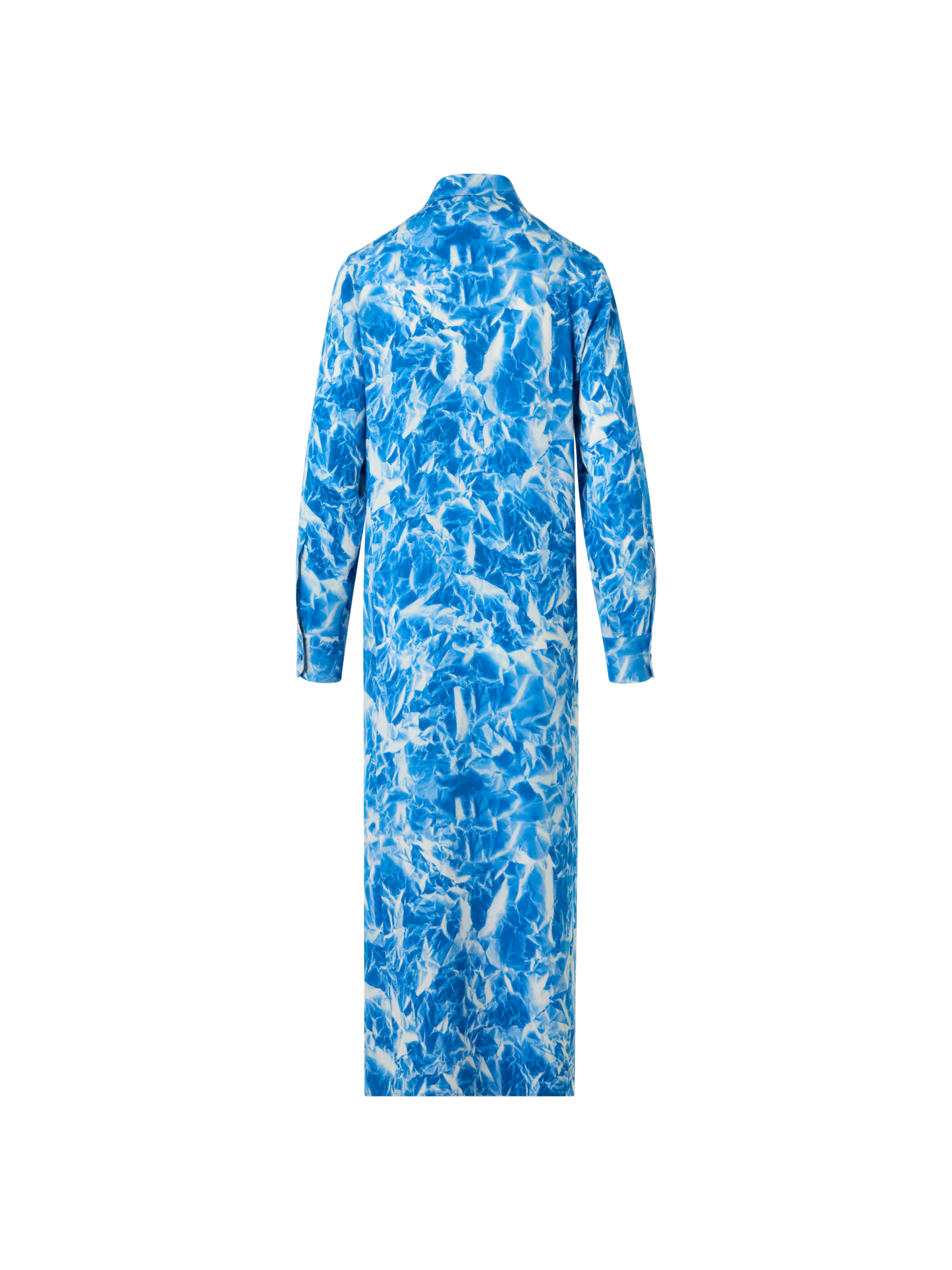 Designer Midi-Tunikakleid aus Seiden-Crêpe mit Whitecaps-Print - Blau - Ecru