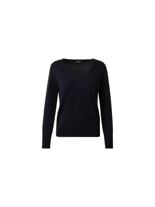 Designer 100% Kaschmir-Pullover mit V-Ausschnitt - Dunkelblau - Blau