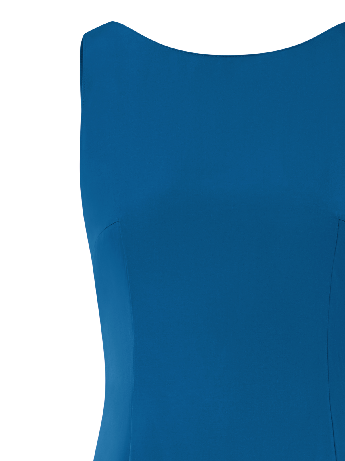 Designer Maxikleid aus Techno-Taft mit Volants - Blau