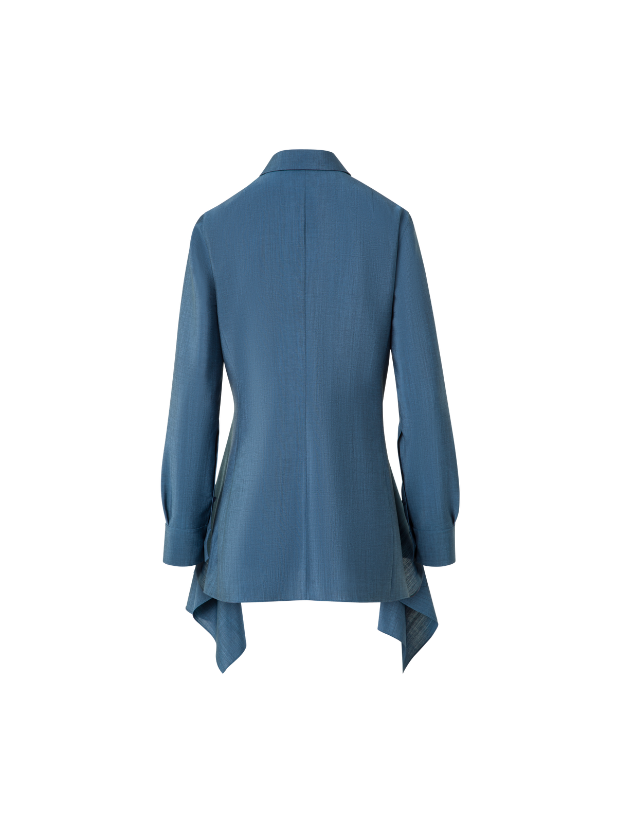 Designer Asymmetrische Bluse aus Cool Wool - Blau