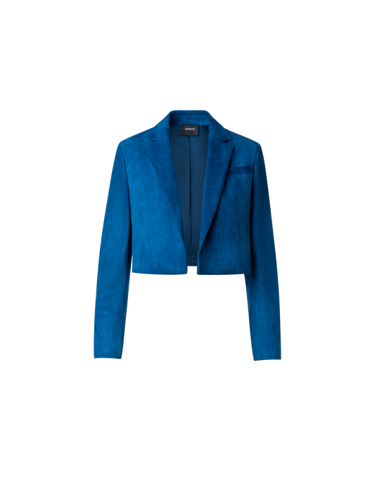 Designer Kurze Wildlederjacke mit Revers - Blau
