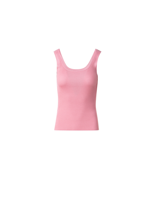 Designer Geripptes Seiden-Tanktop - Rosa