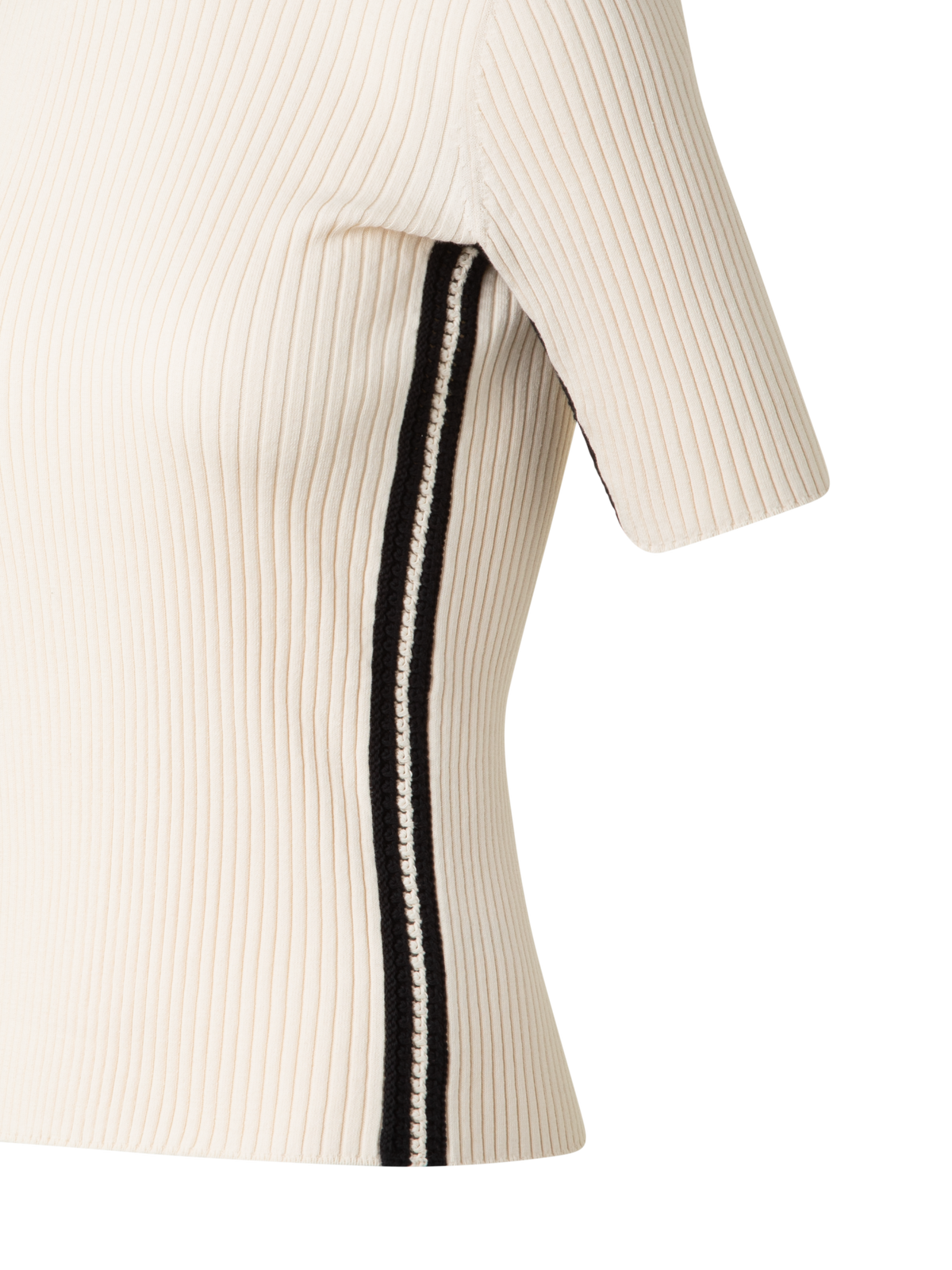 Designer Kurzarmpullover mit Kontraststreifen - Bunt - Beige