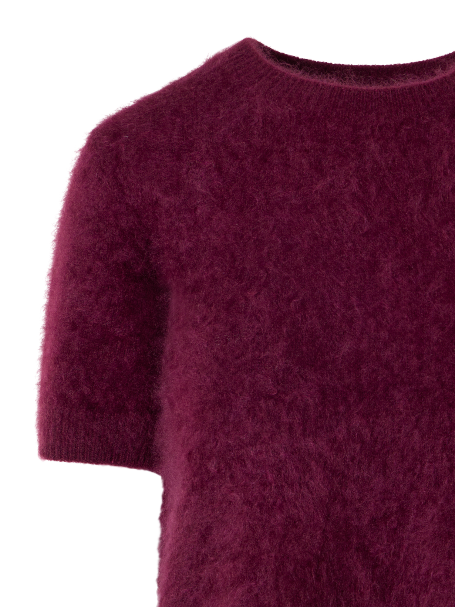 Designer Cloud Cashmere Top mit kurzen Ärmeln - Rot - Weinrot