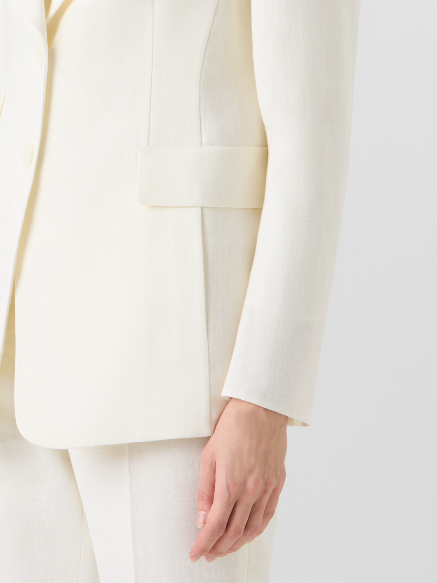 Designer Arie Jacke aus Leinen-Woll-Doubleface - Ecru 