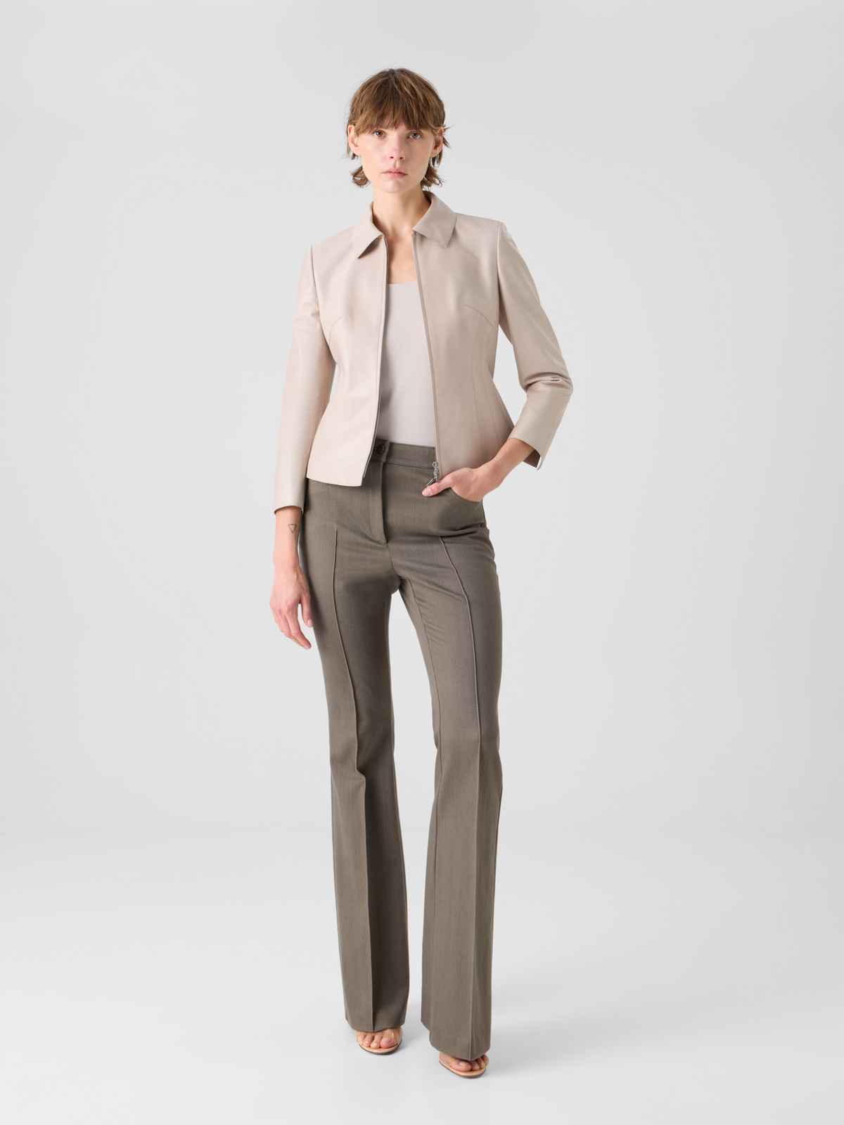 Designer Farid Bootcut-Hose aus Baumwolldenim - Beige #editorial