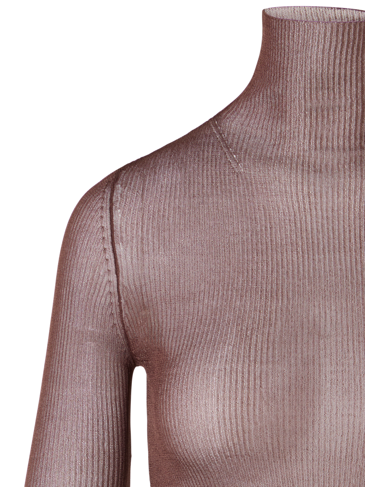 Designer Transparenter Feinripp-Pullover aus Seide - Braun