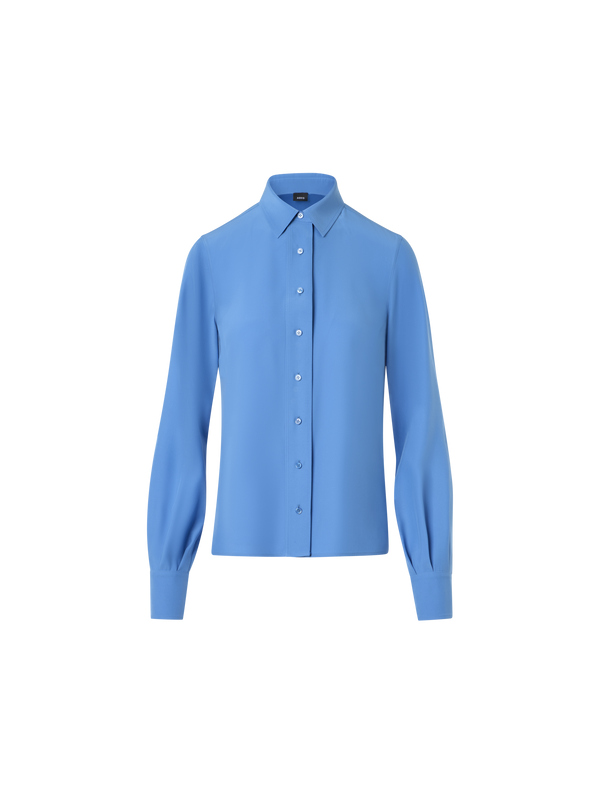 Designer Tunikabluse aus Seidenkrepp - Blau