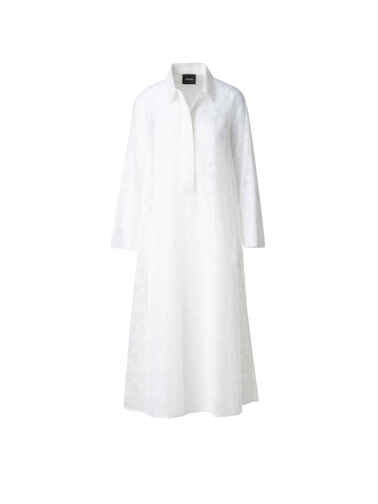 Designer Blusenkleid mit Lizzy-Grid-Stickerei - Ecru - Weiss