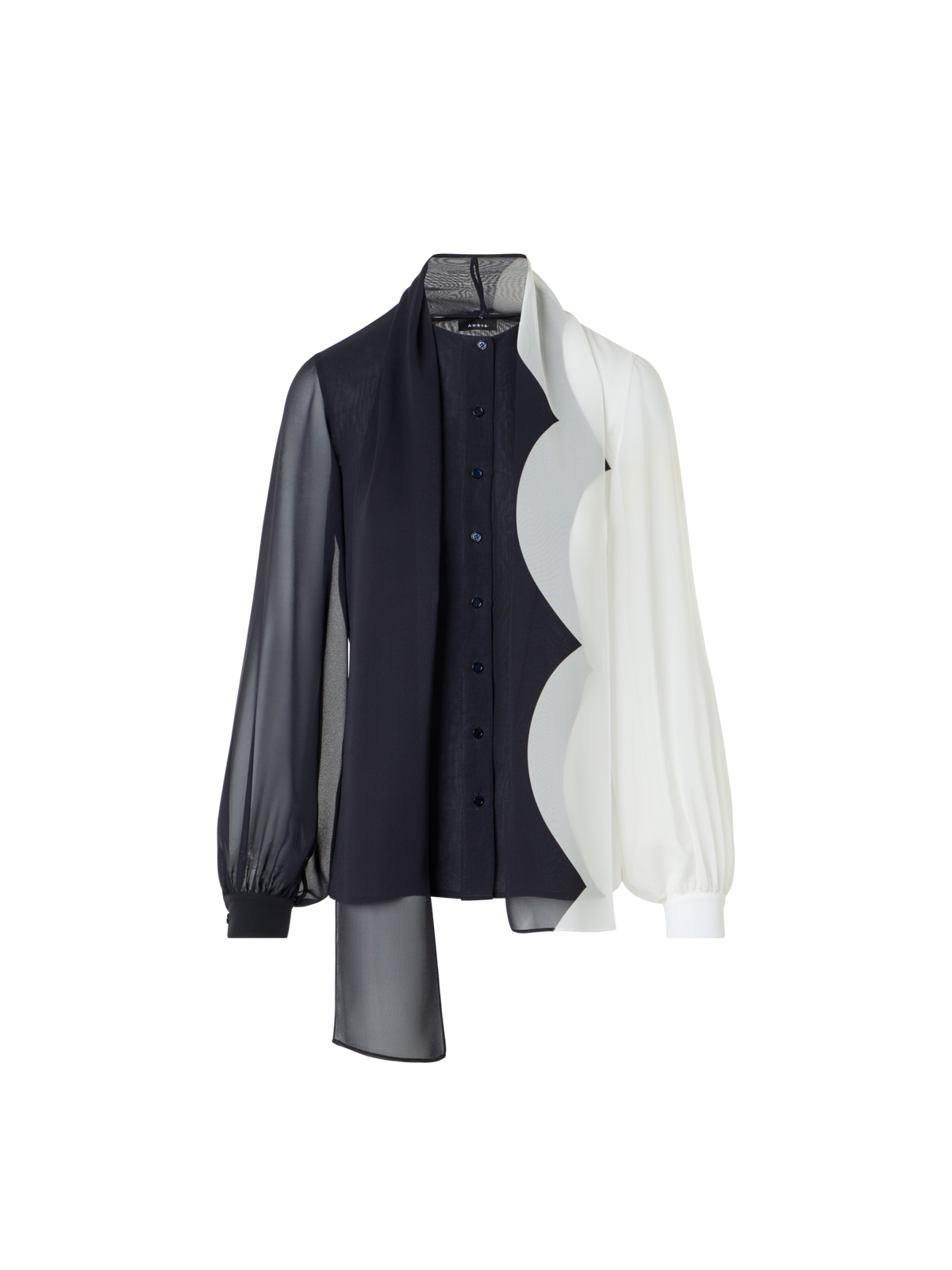 Designer Seidenbluse mit Volumenärmeln - Bunt