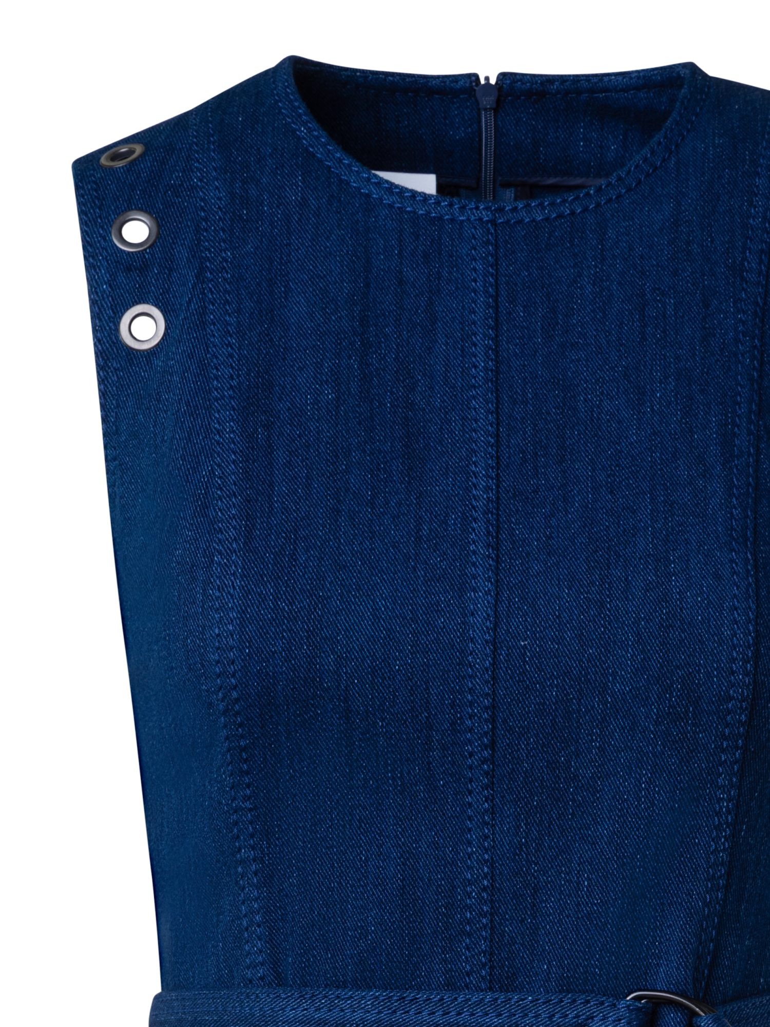 Designer Jeanskleid in A-Linie mit Ösendetails - Dunkelblau - Blau