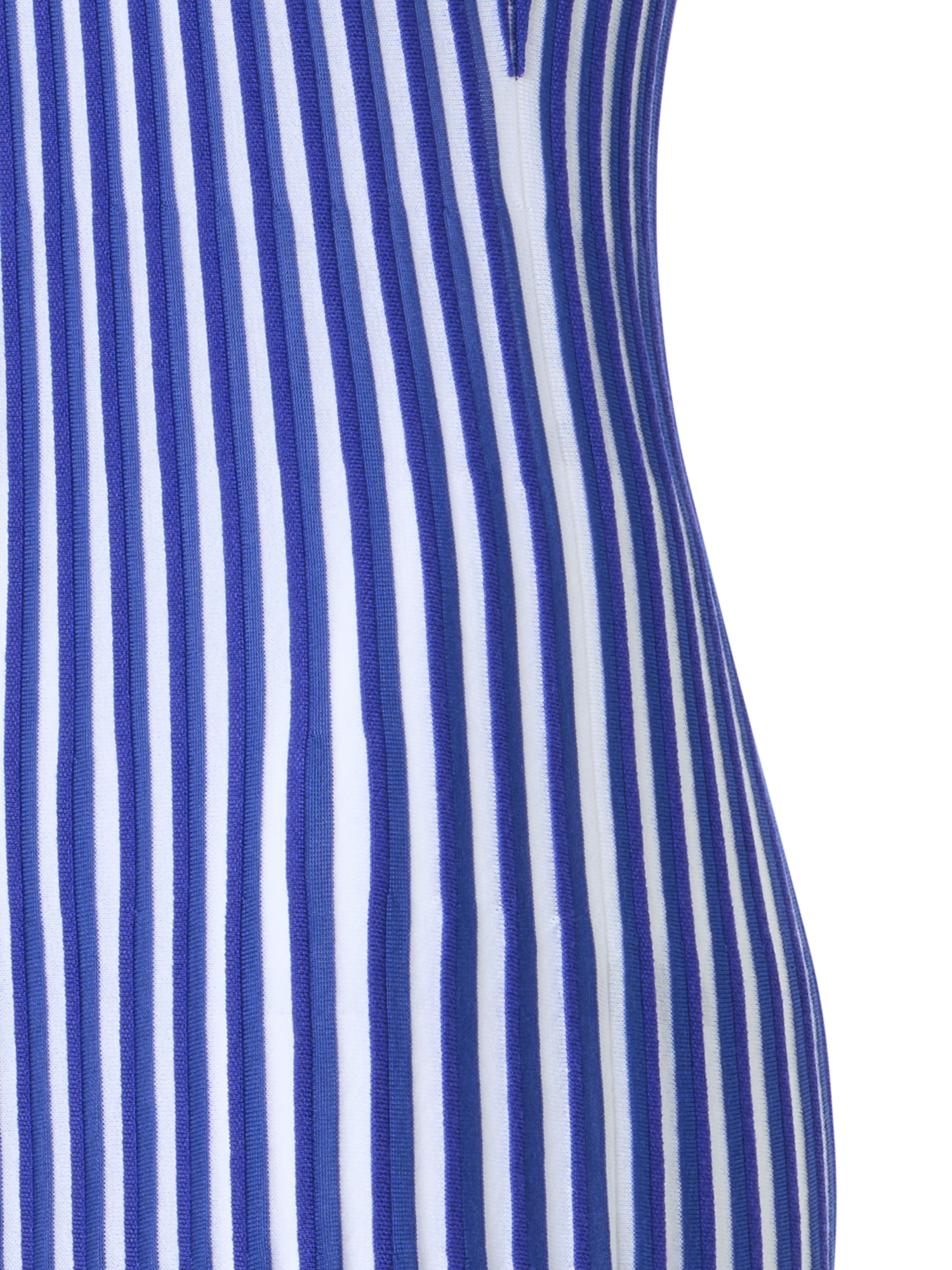 Designer Zweifarbiges Rippstrick-Kleid mit transparenten Schultern - Blau