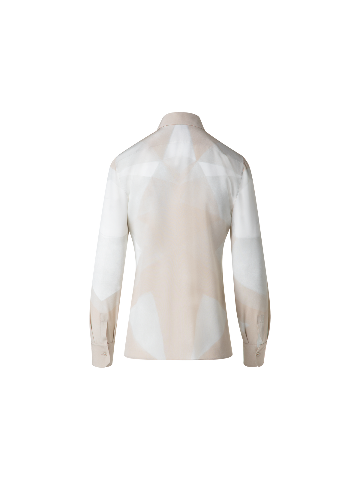 Designer Seidenbluse mit Chiaroscuro Druck - Bunt - Ecru - Beige - Weiss